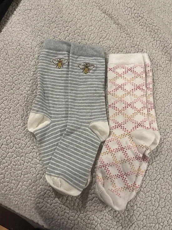 Gray Bee Stripe Socks and Cream Argyle Socks - Unbranded