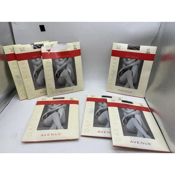 Avenue Day Sheer Pantyhose Lot 8 Size C Coffee Black Beige Taupe Vintage