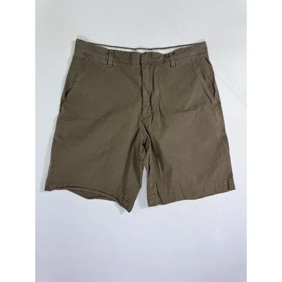 Banana Republic Mens 33 Brown Houndstooth Chino Shorts Cotton Casual 539941-00