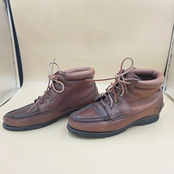 Timberland Brown Leather Ankle Boots Women Vintage Size 9 Womens 630175 Lace Up