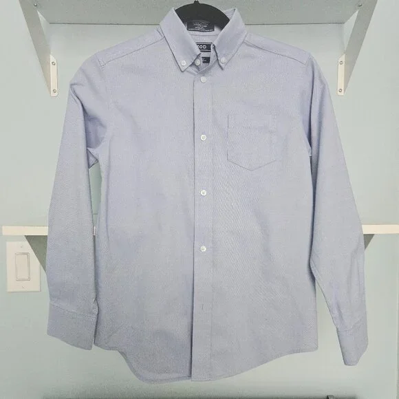 IZOD BOY'S LIGHT BLUE SHIRT, COTTON, POLYESTER, SPANDEX, M 10-12
