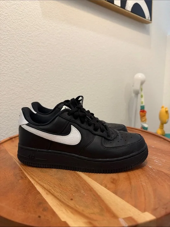 Nike Air Force 1 Kids Black and White Low-Top Sneakers