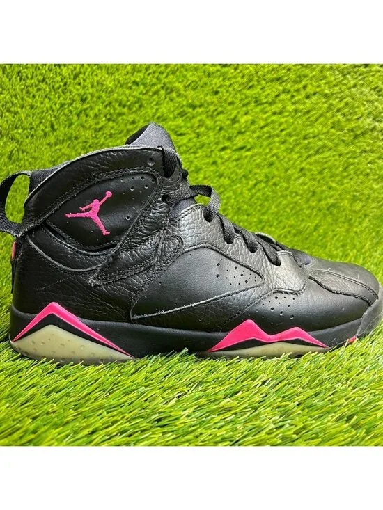 Nike Air Jordan 7 Retro‎ GG Girls Size 7.5Y Black Pink Basketball Shoes Sneakers