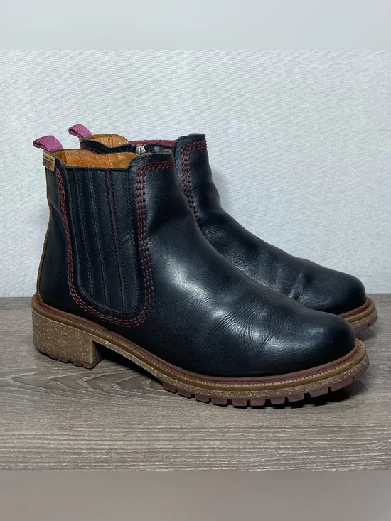 PIKOLINOS Aspe Black Leather Ankle Side Zip Boots Size 9 EUR 39 Made In Spain
