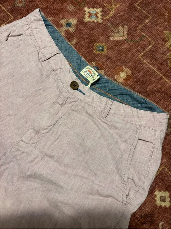 Faherty Men's Pink cotton 6 in Chino Shorts Chambray Flat Front Slash Pockets
