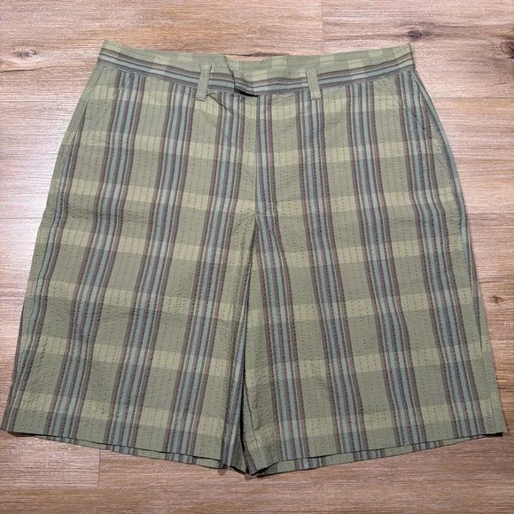 Patagonia Thrift Shorts Men's Size 36 Organic Cotton Seersucker Olive Outdoor