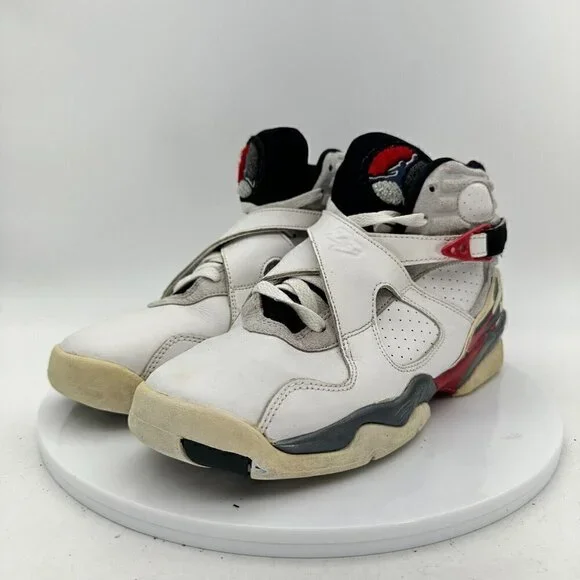 Nike Air Jordan 8 Retro Youth Sz 7Y 305368-103 White Black Red Basketball Shoes