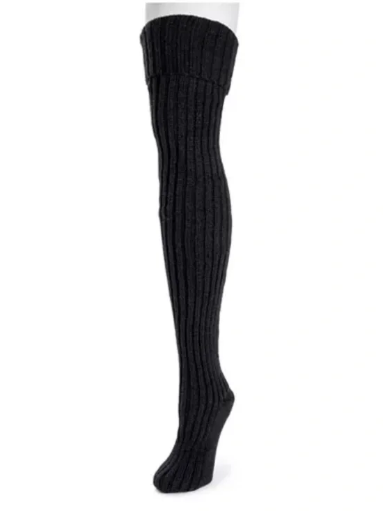MUK LUK Women’s Chunky Cable Over The Knee Socks In Black