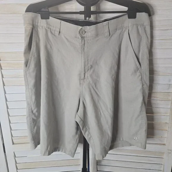 Hang Ten Mens Khaki Hybrid Shorts 38 Coastal Casual Preppy Resort Wear Golf Core