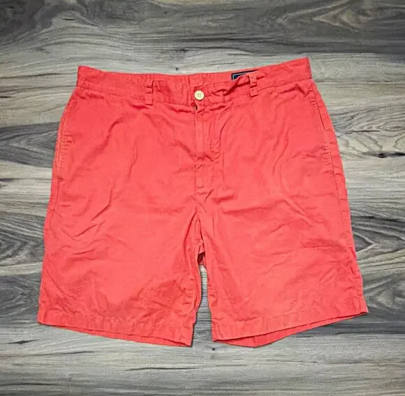 Vineyard Vines Men’s 36 Club Shorts Coral Red 100% Cotton Chino Preppy