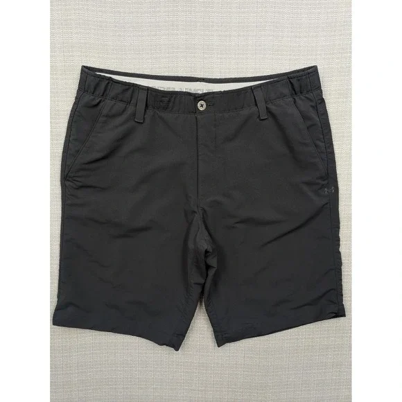 Under Armour Shorts Mens 38 Black HeatGear Golf 10 Inseam Stretch Lightweight