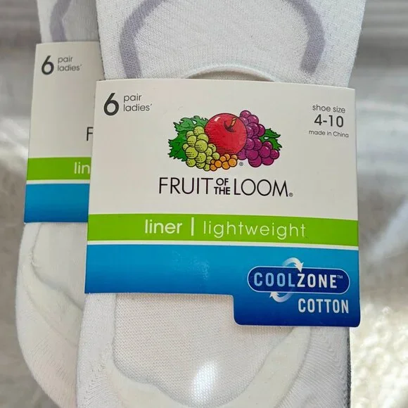 Fruit of the Loom Women's Cool Zone No Show Liners Size 4-10 ( 2Packs/12 Pairs)