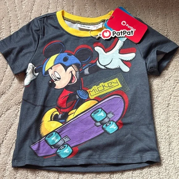 NEW PatPat Skateboarding Mickey Mouse Shirt