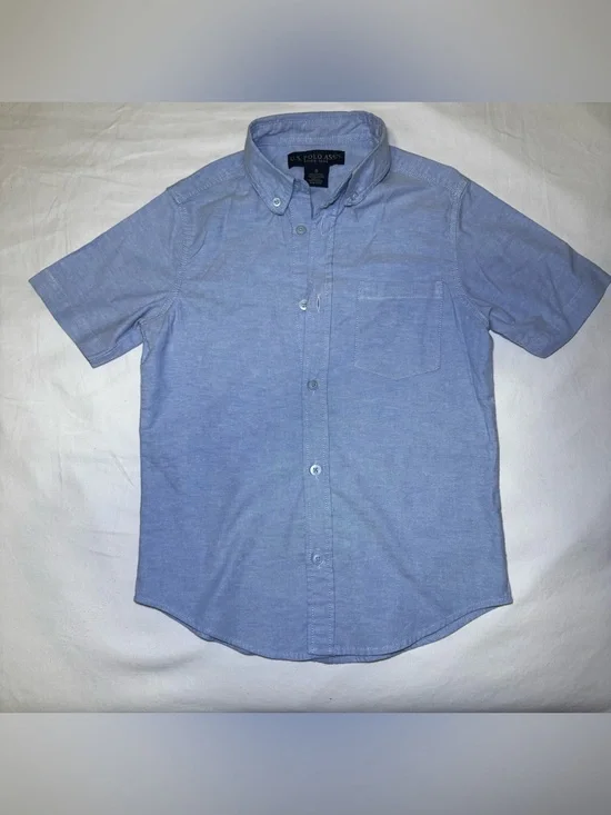 U.S. Polo Assn. Boy's Short Sleeve Button-Down Shirt - Light Blue