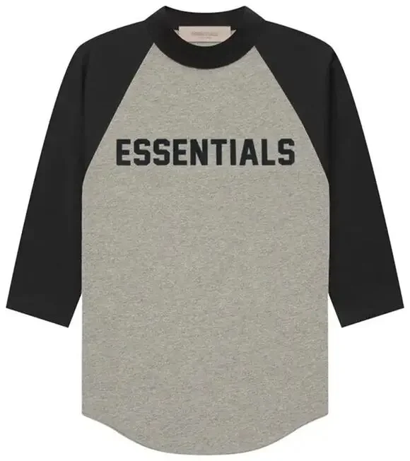 Fear of God Essentials Kids Baseball Raglan Tee Gray Black Size 8