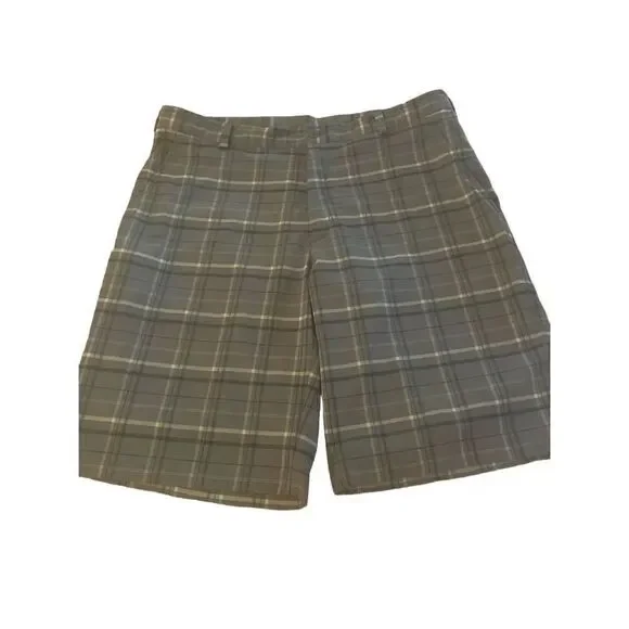 Nike Golf Performance Plaid Gray Shorts Size 36 Fishing Beach pool party