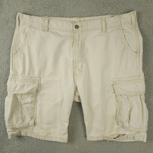 Levis Shorts Mens 38 Khaki Cargo Distressed Stained Workwear Utility Baggy Skate