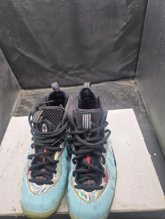 Nike Kids Aqua Foam Sneakers with Iridescent Trim and Red Accents