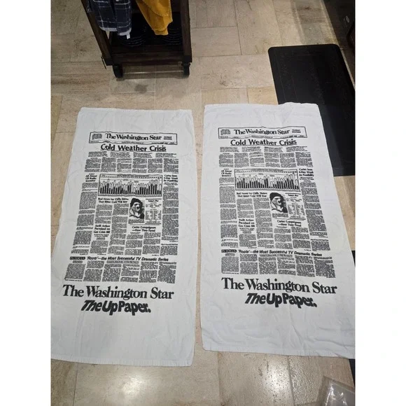 The Washington Star The Cold Weather‎ Crisis Newspaper Towel Beach Bath Set of 2