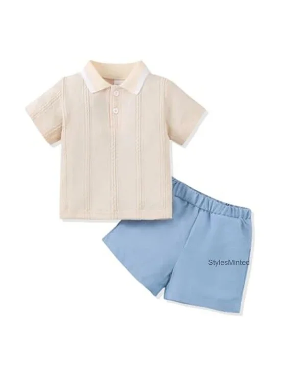 Toddler Boys 2-Piece Polo Shirt and Shorts Set Summer Outfit