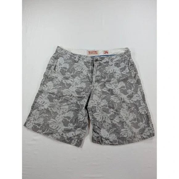 Mossimo Supply Co Mens Grey Floral Hibiscus Tropical Cargo Shorts Size 34