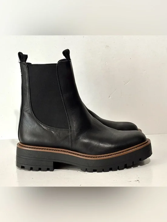 Sam Edelman Laguna Chelsea Boots Womens 7 M Waterproof Pull On Leather Black EUC