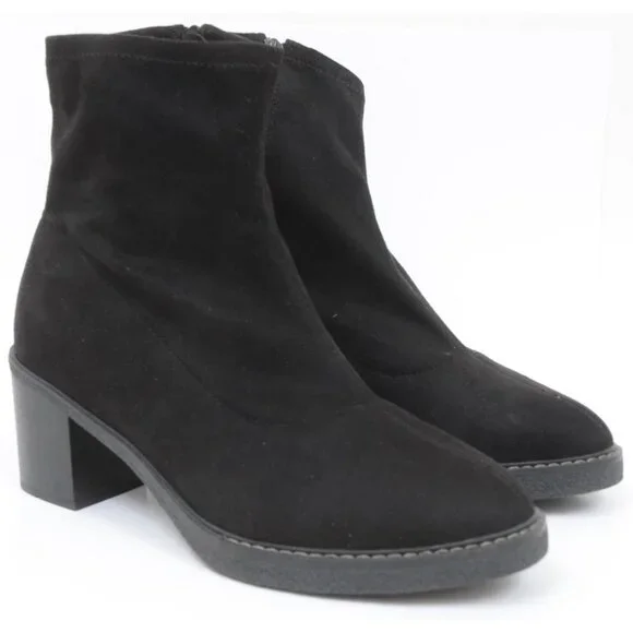 Evans Women's 12 WIDE FIT Eliana‎ Ankle Boot Flat Minimalist Moto Vegan Leather