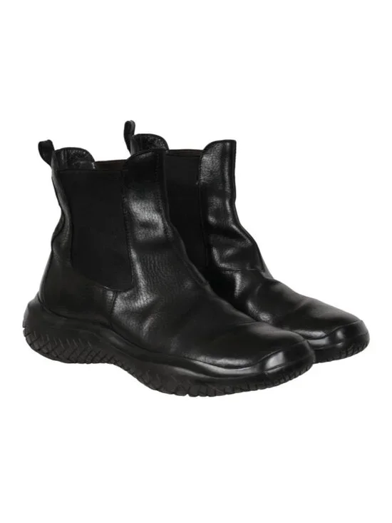 Prada Womens AW99 Vintage Chelsea Boot US 9 EU 39 Black Leather Square Toe Mid