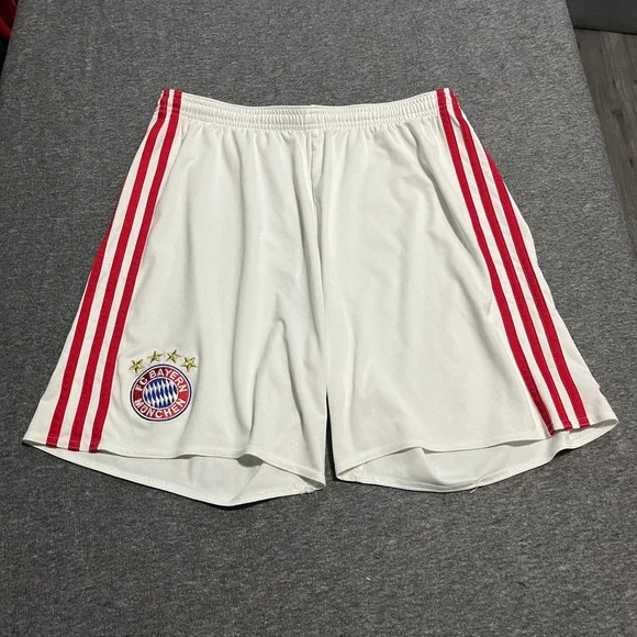 Adidas FC Bayern Munich Soccer Shorts Mens Large White Red Climacool Bundesliga