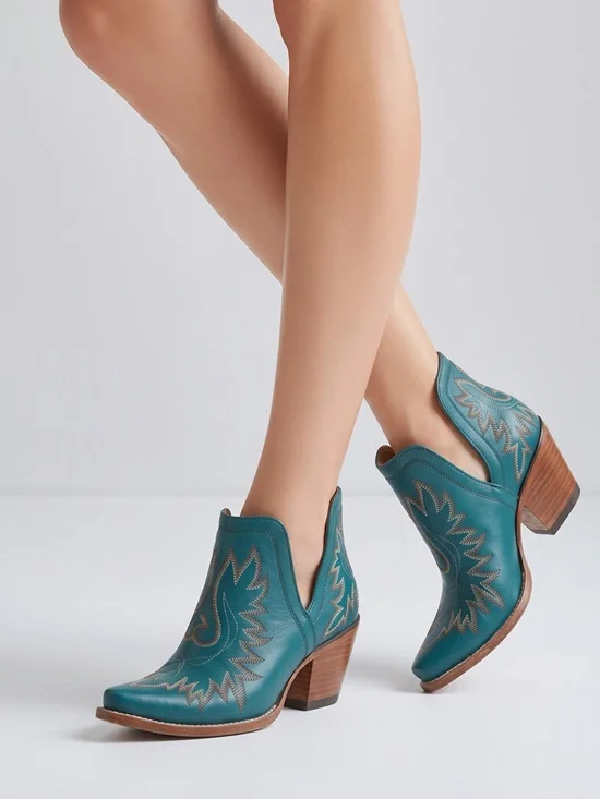 Ariat Teal Western Ankle Boots for Women - Stylish Cutout Heel