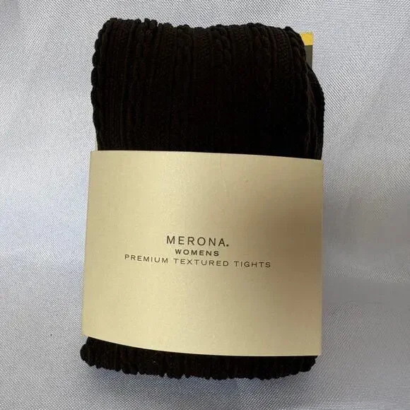 Vintage Y2K Merona NOS Chocolate Brown Cable Knit Sweater Tights S