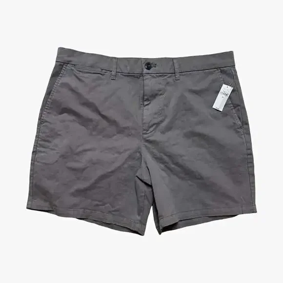 GAP Chino Shorts Gray Cotton Stretch Twill Men’s Regular 6” Inseam Flat Front