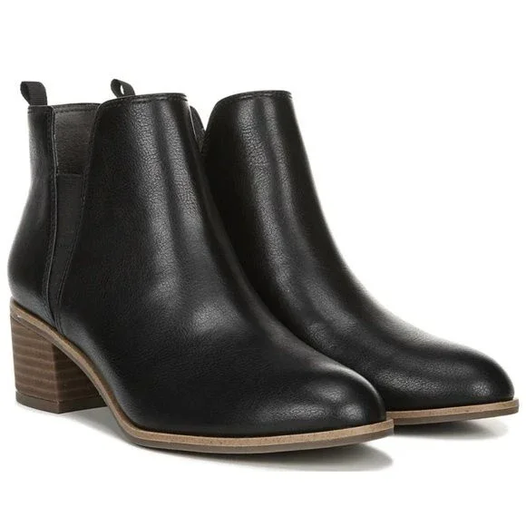 Dr Scholls Womens Size 8 Teammate Black Vegan Leather Ankle‎ Boots Booties Shoes