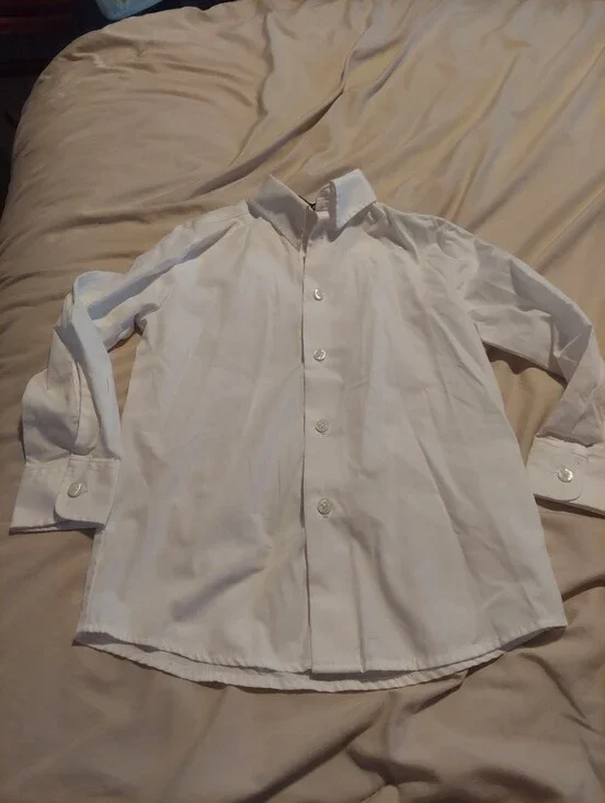 George Boys White Button Down Dress Shirt Size 6 Long Sleeve