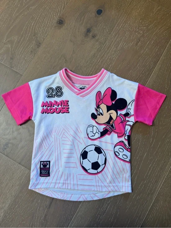 Disney Minnie Mouse T-Shirt Toddler Girl Soccer Jersey Size 4T
