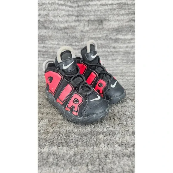 Nike Air More Uptempo Baby Sneakers Red Black‎ White Shoes 6C
