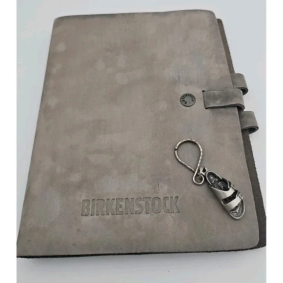 Birkenstock Grey Leather Refillable Journal Planner 9.5x7 With Keychain Set