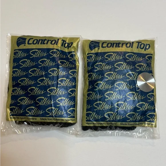Silkies Pantyhose / Nylons Queen XL Jet Black Control Top #758 Made In USA LOT‎