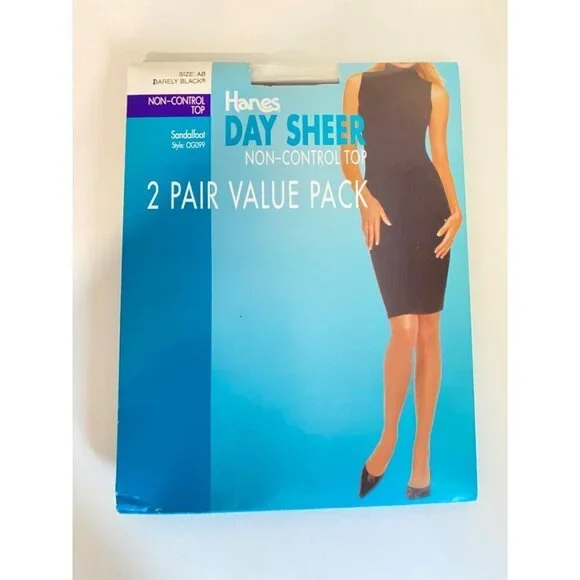 Hanes Vintage 90’s‎ 1 Pair Day Sheer Non Control Top Size AB Barely Black 1 Pair