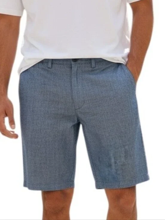 Banana Republic Chambray Flat-Front Shorts - Blue Gray