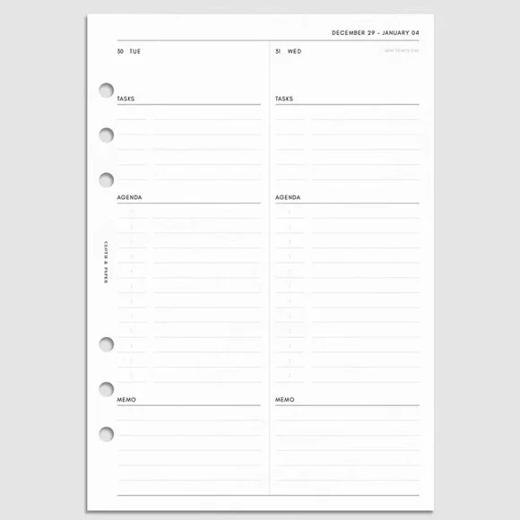 Cloth & Paper 2026 A5 Daily Inserts + Desk Calendar