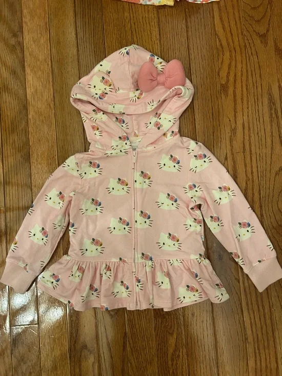 Posh Peanut Hello Kitty Pink Hoodie Jacket with Bow-2T