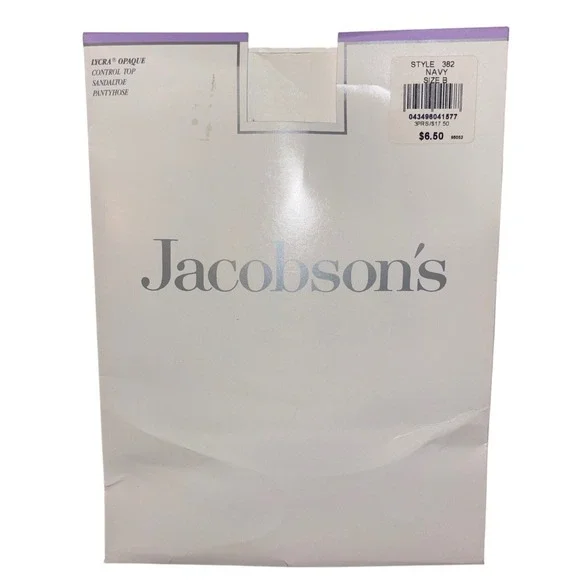 Jacobson's | Navy Blue Opaque Control‎ Top Sandal Toe Pantyhose Tights | Size B