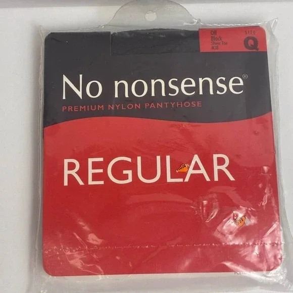 No Nonsense Premium Nylon Pantyhose Off‎ Black Sheer Toe Size Q Regular New NIP