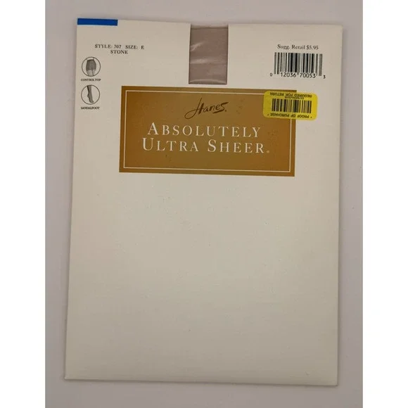 Hanes Absolutely Ultra Sheer Pantyhose Size E Stone Control Top‎ Sandalfoot NOS