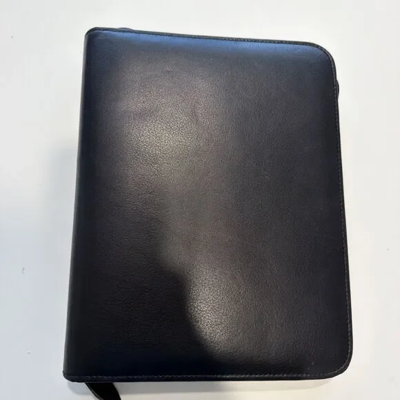Day Timer Desk Size Planner Binder Black Leather 7 Ring 1