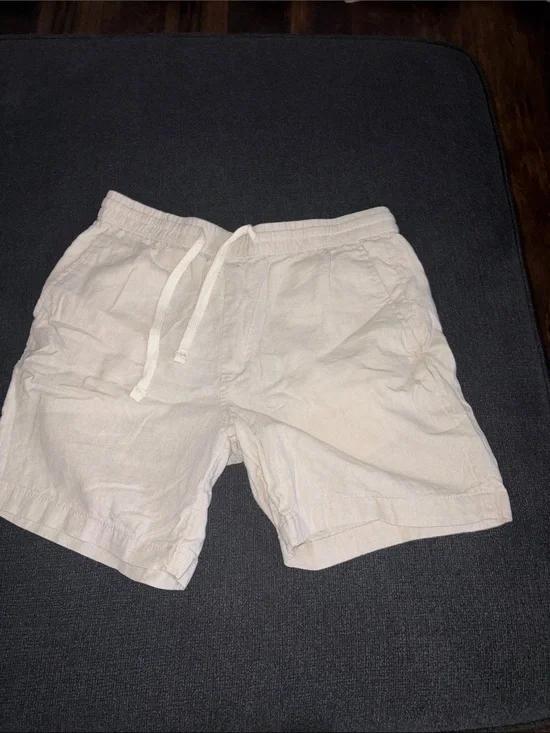Goodfellow & Co Light Cream Drawstring Linen-Blend Men's Hybrid Shorts