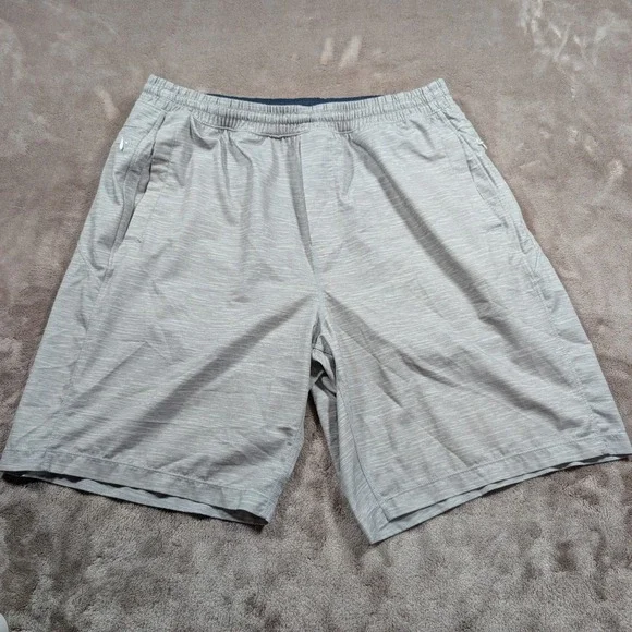 Birddogs Gym Shorts Men XXL Gray Space Dye Elastic Waist Zipper Pockets Athletic