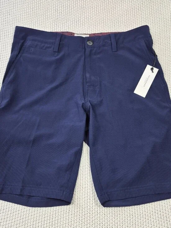 7 DIAMONDS Agility Performance Hybrid Shorts Sz. 31 Navy Blue Stretch 10” Inseam