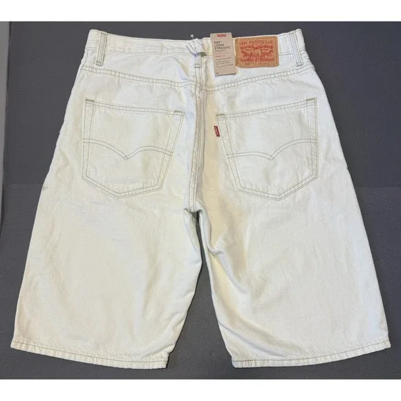 LEVI'S 569 - Men's Loose Straight Shorts - White Distressed Denim - Size 32 NWT